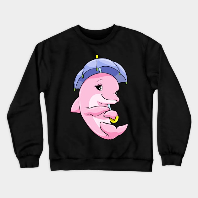 Dolphin with umbrella Crewneck Sweatshirt by Markus Schnabel